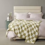 Green and White Premium Knitted Checkerboard Throw Blanket(130 x 150 CM) - Soft Half-Velvet Fleece Nap Blanket, Couch Throw & Office Decorative Wrap - Image 2