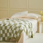 Green and White Premium Knitted Checkerboard Throw Blanket(130 x 150 CM) - Soft Half-Velvet Fleece Nap Blanket, Couch Throw & Office Decorative Wrap - Image 3