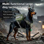 3-Piece Camouflage Tactical Dog Harness Set (XL Size) - Heavy Duty No-Pull Vest with Detachable Tactical Pouch & Climbing Rope Leash - Image 2