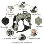 3-Piece Camouflage Tactical Dog Harness Set (XL Size) - Heavy Duty No-Pull Vest with Detachable Tactical Pouch & Climbing Rope Leash - Image 3