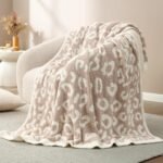 Leopard Print Checkerboard Flannel Throw Blanket(Large 150 x 200 CM) - Anti-Pilling Trendy Soft Plush Blanket for Bed, Sofa & Travel - Image 2