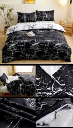 4-Piece Black Silhouette Printed Soft-Touch Brushed Bedding Set for 1.5M Bed: 175 x 220 CM Duvet Cover, 150 x 200 (+25) CM Deep Pocket Fitted Sheet & 2PC 50 x 75 CM Pillowcases - Image 4