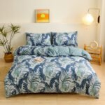 4-Piece Tropical Jungle Printed Soft-Touch Brushed Bedding Set for 1.5M Bed: 175 x 220 CM Duvet Cover, 150 x 200 (+25) CM Deep Pocket Fitted Sheet & 2PC 50 x 75 CM Pillowcases