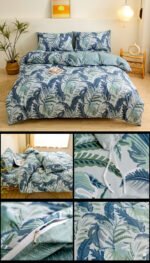 4-Piece Tropical Jungle Printed Soft-Touch Brushed Bedding Set for 1.5M Bed: 175 x 220 CM Duvet Cover, 150 x 200 (+25) CM Deep Pocket Fitted Sheet & 2PC 50 x 75 CM Pillowcases - Image 4