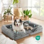 Beige Waterproof Egg-Crate Foam Therapeutic Pet Sofa Bed and Fleece Lounge (L Size 91 x 69 x 17 CM) - Low Entry, High Bolster Support & Zipper Removable Cover - Image 3