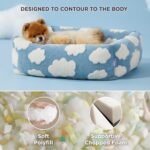 50x48x15 CM Cute Square Plush Pet Bed with Removable Cover & 5 Bolsters Support - Blue Sky and White Clouds Machine Washable Calming Dog & Cat Sofa - Image 2