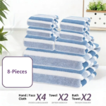 8-Piece Green Luxury Coral Fleece Towel & Bath Sheet Set - Ultra-Soft High-Density Absorbent Towels Complete Bundle - Image 2