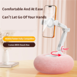 2-in-1 White Soft Plush Pillow Base & Phone Holder - 3-Axis 180Â° Rotation, Height Adjustable and Telescopic Clamp Stand, Relieve Arm Fatigue and Neck Strain - Image 2
