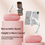 2-in-1 White Soft Plush Pillow Base & Phone Holder - 3-Axis 180Â° Rotation, Height Adjustable and Telescopic Clamp Stand, Relieve Arm Fatigue and Neck Strain - Image 4