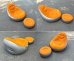 Purple Inflatable Flocked Lounge Chair & Ottoman Set with Foot Pump - Portable Ergonomic S-shaped Air Lounger for Indoor & Outdoor - Image 2
