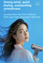 White Wireless Rechargeable Hot & Cold Hair Dryer - Lightweight Portable Blow Dryer with Blue Light Ion Care, 3 Speed & Temperature Settings - Image 4