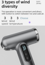 Pink Wireless Rechargeable Hot & Cold Hair Dryer - Lightweight Portable Blow Dryer with Blue Light Ion Care, 3 Speed & Temperature Settings - Image 4