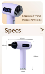 Light Green Cordless Ionic Constant Heated Hair Dryer with LCD Display & 9 Wind Speeds - USB Rechargeable Hair Care Blow Dryer, Concentrator & Diffuser Included - Image 4