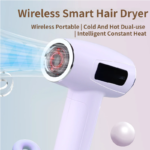 Purple Cordless Ionic Constant Heated Hair Dryer with LCD Display & 9 Wind Speeds - USB Rechargeable Hair Care Blow Dryer, Concentrator & Diffuser Included - Image 2