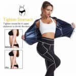 S Size Black and Silver Women's Workout Sauna Sweat Suit Set: Long Sleeve & Leggings - High Elasticity Compression Shapewear for Weight Loss & Yoga - Image 2