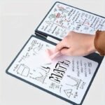Dark Blue A4 PU Leather Whiteboard Notebook with 3-Color Pens, Eraser & Cloth - Reusable Eco-Friendly Desktop Memo Pad & Handheld Writing Tablet - Image 6