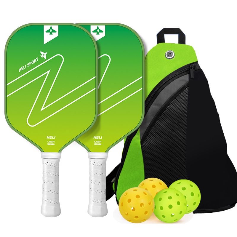 V888-ELOSUNG49803-00 Gradient Green Fiberglass Pickleball Paddle Set - USAPA High-Rebound Dual Rackets (TPU Edge), 4 Outdoor Balls & Triangle Carry Case for Outdoor Play - Image 1