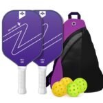 Gradient Purple Fiberglass Pickleball Paddle Set - USAPA High-Rebound Dual Rackets (TPU Edge), 4 Outdoor Balls & Triangle Carry Case for Outdoor Play