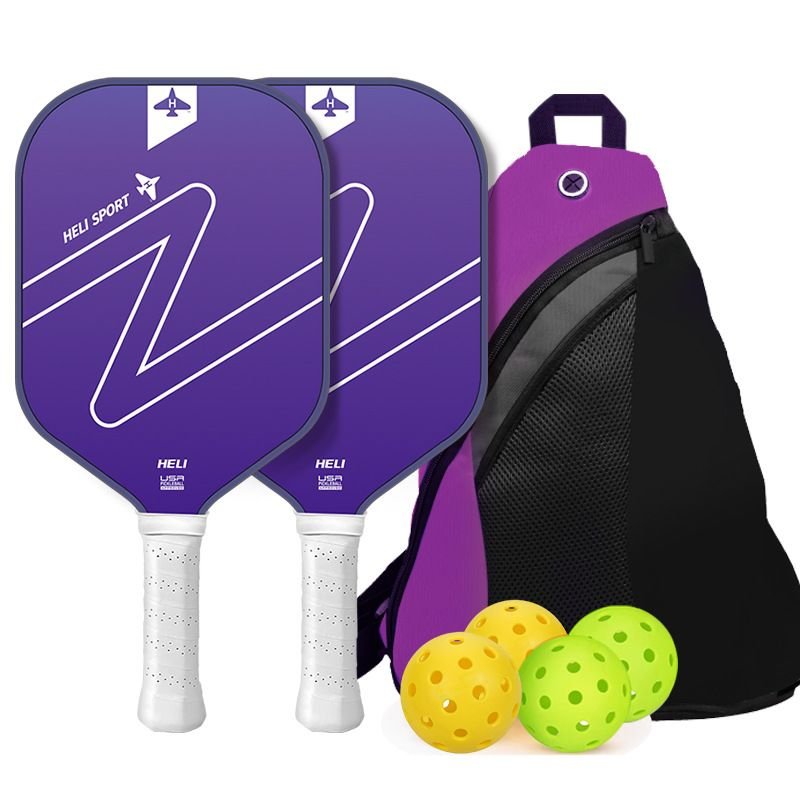 V888-ELOSUNG49804-00 Gradient Purple Fiberglass Pickleball Paddle Set - USAPA High-Rebound Dual Rackets (TPU Edge), 4 Outdoor Balls & Triangle Carry Case for Outdoor Play - Image 1