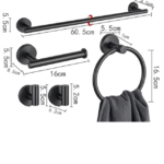 5PCS Matt Gold Stainless Steel Bathroom Organizer Set - Wall-Mounted Rotatable Towel Bar, Toilet Paper Holder, Towel Ring & Versatile T-shaped Hooks - Image 5