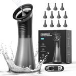 E80 Professional Electric Ear Irrigation and Ear Wax Removal Kit - Type-C Charging, 3 Pressure Levels, 2-in-1 230ML Sewage & Shimizu Tank & 12 Specialized Nozzles(4pcs 1-hole Nozzles +4pcs 3-hole Nozzles + 4pcs 5-hole Nozzles)