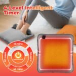 Grey Portable Versatile USB Electric Foot Warmer with 4 Temp Levels & 4 Auto-Shutoff Timer - Soft Fleece Washable Heating Mat - Image 3