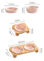 Pink Ceramic Floral Cat Slow Feeder(190ML) & Water Bowl(320ML) Set - Dishwasher Safe Pet Dual Dining Kit with Neck-Friendly Elevated Stand - Image 5
