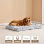 110 x 75 CM Winter Long Plush Dog Bed for Large Dogs - 10CM Thickened Fluffy Faux Fur Pad - Calming Anti Anxiety Pet Cushion with Non-Slip Bottom, Removable & Washable Heavy Duty Bedding, Grey 2XL Size - Image 3