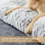 110 x 75 CM Winter Long Plush Dog Bed for Large Dogs - 10CM Thickened Fluffy Faux Fur Pad - Calming Anti Anxiety Pet Cushion with Non-Slip Bottom, Removable & Washable Heavy Duty Bedding, Grey 2XL Size - Image 6