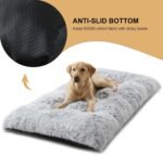 110 x 75 CM Winter Long Plush Dog Bed for Large Dogs - 10CM Thickened Fluffy Faux Fur Pad - Calming Anti Anxiety Pet Cushion with Non-Slip Bottom, Removable & Washable Heavy Duty Bedding, Grey 2XL Size - Image 7