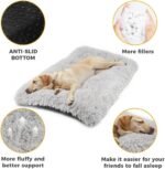 110 x 75 CM Winter Long Plush Dog Bed for Large Dogs - 10CM Thickened Fluffy Faux Fur Pad - Calming Anti Anxiety Pet Cushion with Non-Slip Bottom, Removable & Washable Heavy Duty Bedding, Grey 2XL Size - Image 8