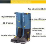 Blue Breathable Nylon Waterproof Hiking Leg Gaiters and Snow Boot Gaiters (Fleece Lining) - Unisex Adjustable Sand & Mud Protection for Mountaineering & Desert Trekking, L Size - Image 4