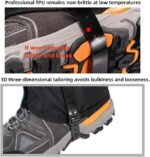 Black Breathable Nylon Waterproof Hiking Leg Gaiters and Snow Boot Gaiters (Fleece Lining) - Unisex Adjustable Sand & Mud Protection for Mountaineering & Desert Trekking, XL Size - Image 6