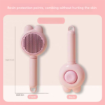 2 Pcs Pink Pet Self-Cleaning Slicker Brush for Cats and Dogs - Rabbit Ear Design with Stainless Steel Needles and ABS Handle - Gentle Deshedding and Massage Tool for Long Hair Breeds