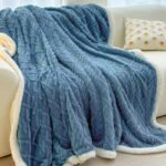 Blue 180*200cm Double Blanket, Taffeta Fleece Blanket, Thick Winter Quilt, Lambswool Coral Fleece Small Blanket, Office Nap Blanket, Sofa Cover Blanket, Bedding, Machine Washable