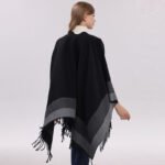 Khaki elegant women's tassel cape shawl scarf, multi-functional all-in-one warm and comfortable winter shawl scarf, convenient for home, travel, and office wear, stylish and beautiful with tassels. - Image 7