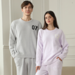 Light Purple Women's Warm & Cozy Semi-Flannel Couple's Pajamas - Knitted Digital Pattern, Soft Fleece Material, Pullover Style: The Ideal Choice for Loungewear in Autumn and Winter. - Image 2