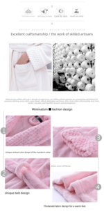 Grey 3XL size Plush Flannel Robe for Couples - Thickened Warm Bathrobe with Shawl Collar, Soft Fleece Material, Unisex Long Style for Winter Home Wear - Image 3