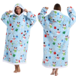 Skull Design Oversized Hooded Blanket for Adults - Ultra Soft & Warm Wearable Fleece Throw with Giant Pocket, Perfect for Winter, Christmas & Valentine's Day - Image 2