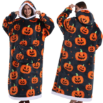 Skull Design Oversized Hooded Blanket for Adults - Ultra Soft & Warm Wearable Fleece Throw with Giant Pocket, Perfect for Winter, Christmas & Valentine's Day - Image 3