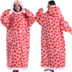Skull Design Oversized Hooded Blanket for Adults - Ultra Soft & Warm Wearable Fleece Throw with Giant Pocket, Perfect for Winter, Christmas & Valentine's Day - Image 4
