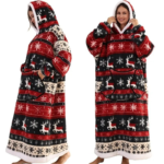 Skull Design Oversized Hooded Blanket for Adults - Ultra Soft & Warm Wearable Fleece Throw with Giant Pocket, Perfect for Winter, Christmas & Valentine's Day - Image 5