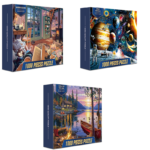 3 PCS 1000 Piece Jigsaw Puzzle for Adults - Animal & Landscape Art Design, Stress Relief Brain Game - Premium Quality Paper Puzzle for Teens Adults Ages 14+ Space+home+lake