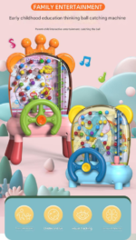 Pink Ball Catching Machine Game Kids Steering Wheel Pinball Desktop Game Hand Eye Coordination Training Parent-Child Interactive Educational Toy Concentration Focus Plastic 4+ Years - Image 2