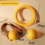 3-Piece Big Dog EVA Floating Dog Ring Toy Set - Interactive Tug-of-War Ring and Water Frisbee, durable chew and teething toy, suitable for training, teeth cleaning, and outdoor play, lightweight floating design