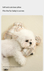 L size 2-Piece Plaid Apple Pet Blanket and Pillow Set - Soft Cotton Plush Sleeping Mat for Dogs and Cats, All-Season Reversible Cushion Bed with Cute Bear Pillow, Machine Washable Pet Bed Accessories - Image 5