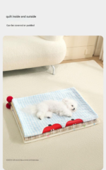 L size 2-Piece Plaid Apple Pet Blanket and Pillow Set - Soft Cotton Plush Sleeping Mat for Dogs and Cats, All-Season Reversible Cushion Bed with Cute Bear Pillow, Machine Washable Pet Bed Accessories - Image 7