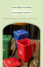 5-piece cup Creative Trash Can Ceramic Mug with Shovel Spoon - 400ml Funny Garbage Bin Coffee Cup with Lid - Novelty Gag Gift for Birthday Christmas - Quirky Kitchen Cup for Home Officeã€Green+Red+Blue+Yellow+Greyã€‘ - Image 3