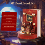 DIY Book Nook Kit Book Theater 3D Wooden Puzzle Miniature Dollhouse Bookshelf Insert with LED Light, 222 Pieces Bookend Decor for Adults Teens, Creative Gift for Book Lovers - Image 4