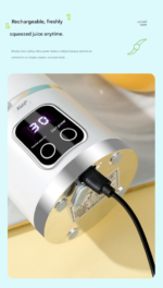 2-piece White and Green 7.4V Portable Blender Smoothie Maker 450ml Wireless Rechargeable Juicer Cup with 12-Blade Stainless Steel Cutter, LED Digital Display, USB Charging Personal Blender for Travel Gym Office Home - Image 9